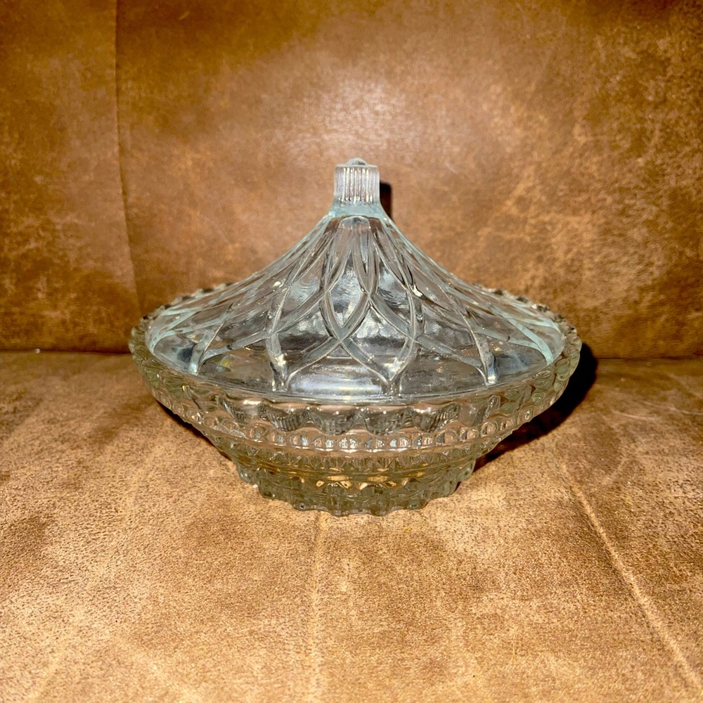 Vintage Cut Glass Jar With Lid